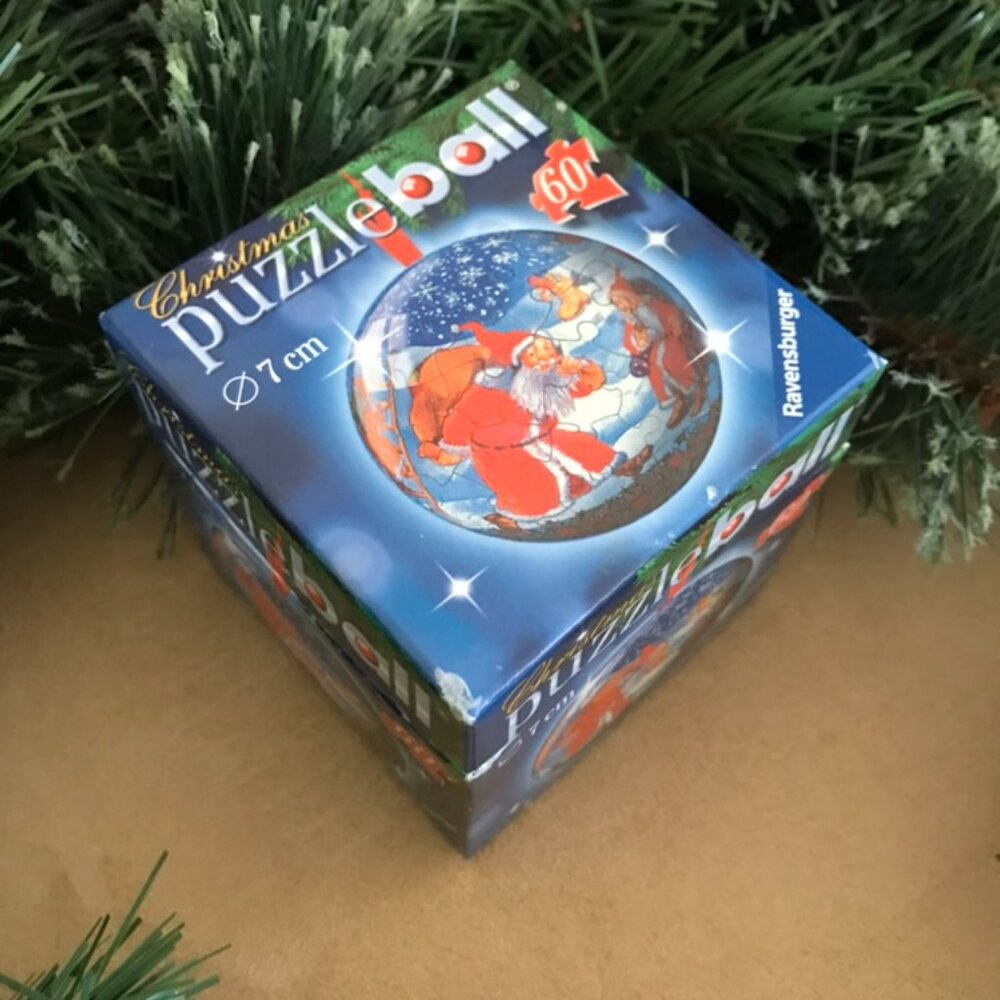 Christmas Puzzle Ball 60 Piece Round Ornament Santa and Elf